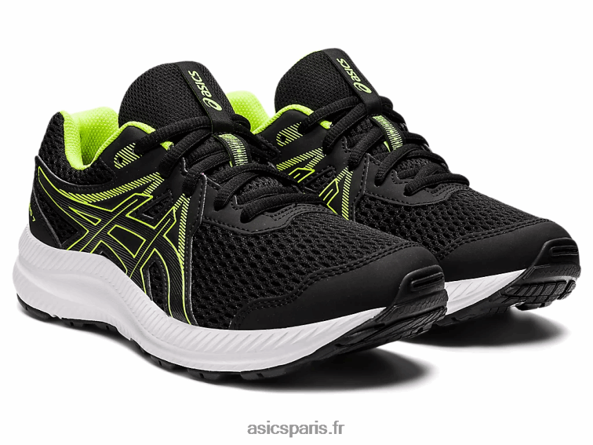 enfants Asics contester l\'école primaire 7 BXL8B24486 noir/vert danger