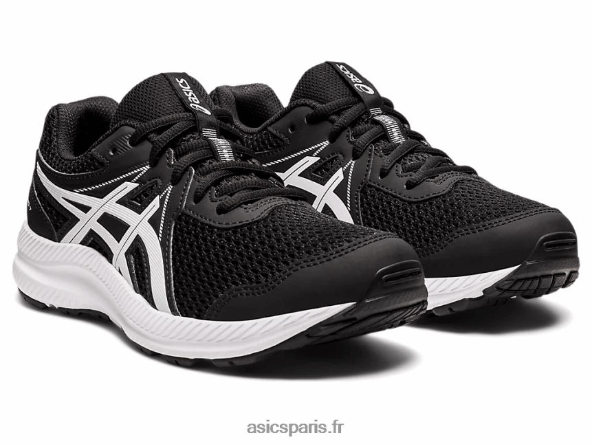 enfants Asics contester l\'école primaire 7 BXL8B24542 noir blanc