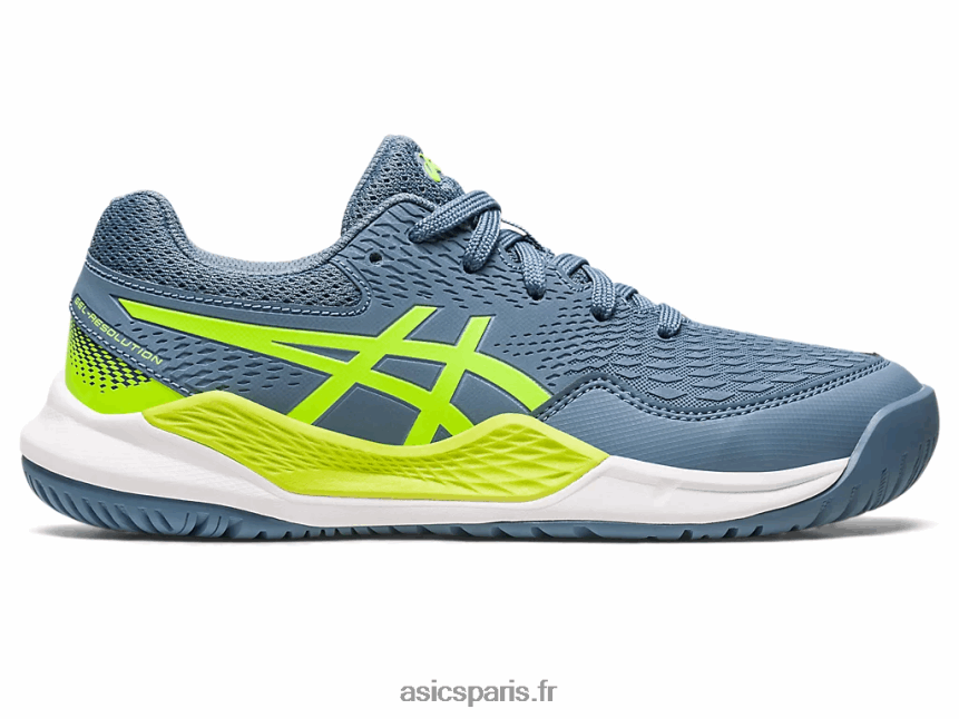 enfants Asics gel-résolution 9 école primaire BXL8B24219 bleu acier/vert danger
