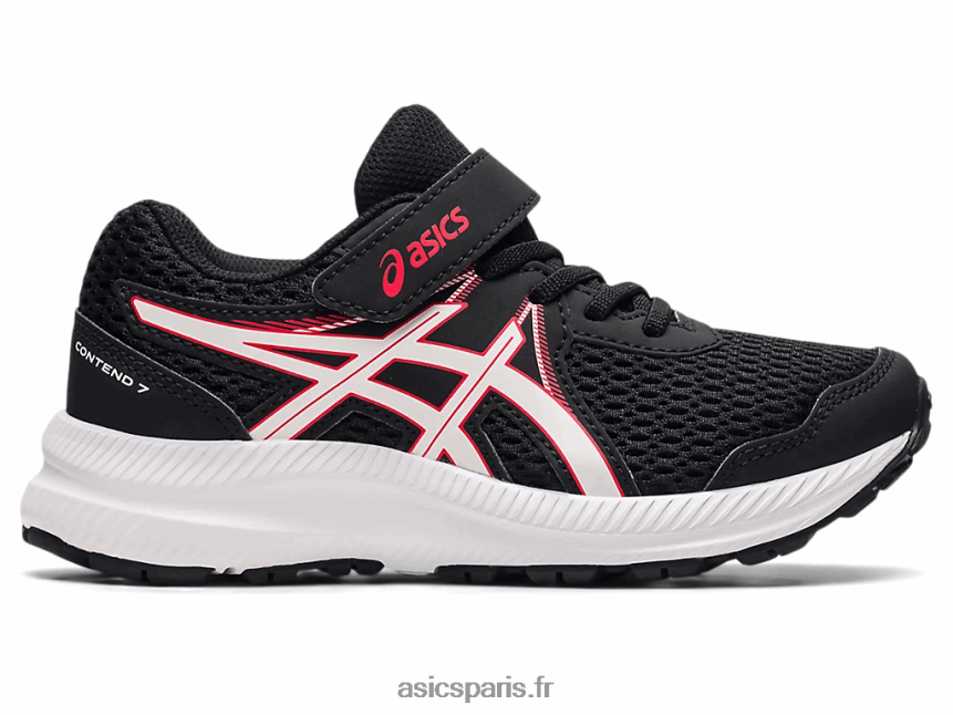 enfants Asics contester 7 préscolaire BXL8B24512 noir/rouge électrique
