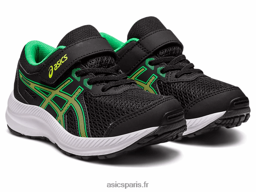 enfants Asics contester 8 préscolaire BXL8B24243 noir/zeste de citron vert