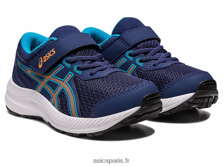 enfants Asics contester 8 préscolaire BXL8B24252 bleu indigo/pêche soleil