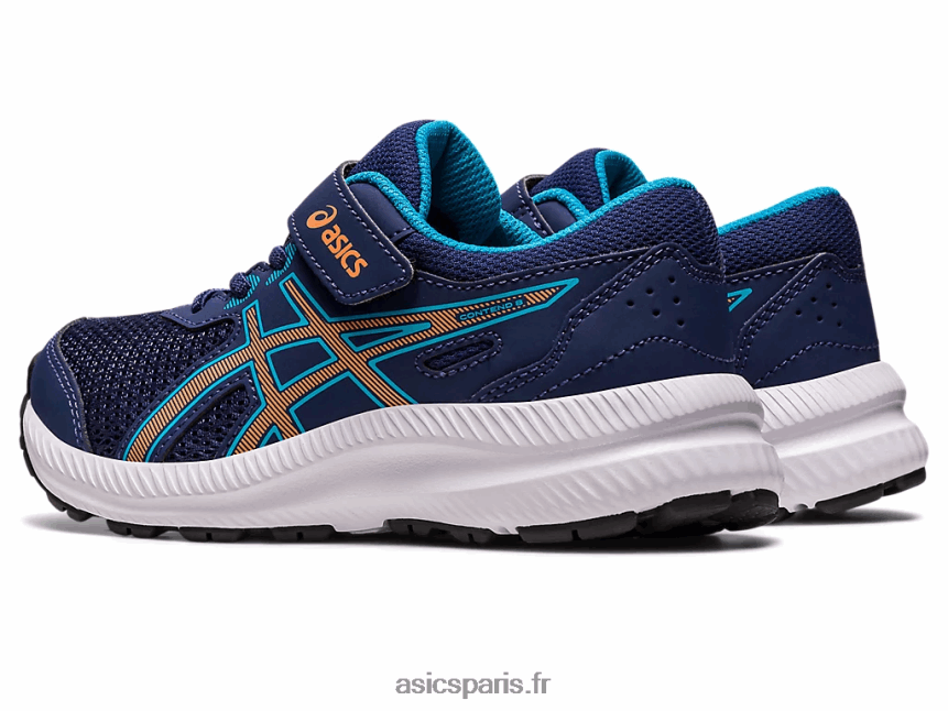 enfants Asics contester 8 préscolaire BXL8B24252 bleu indigo/pêche soleil
