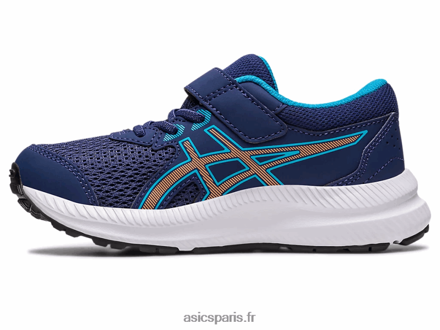 enfants Asics contester 8 préscolaire BXL8B24252 bleu indigo/pêche soleil