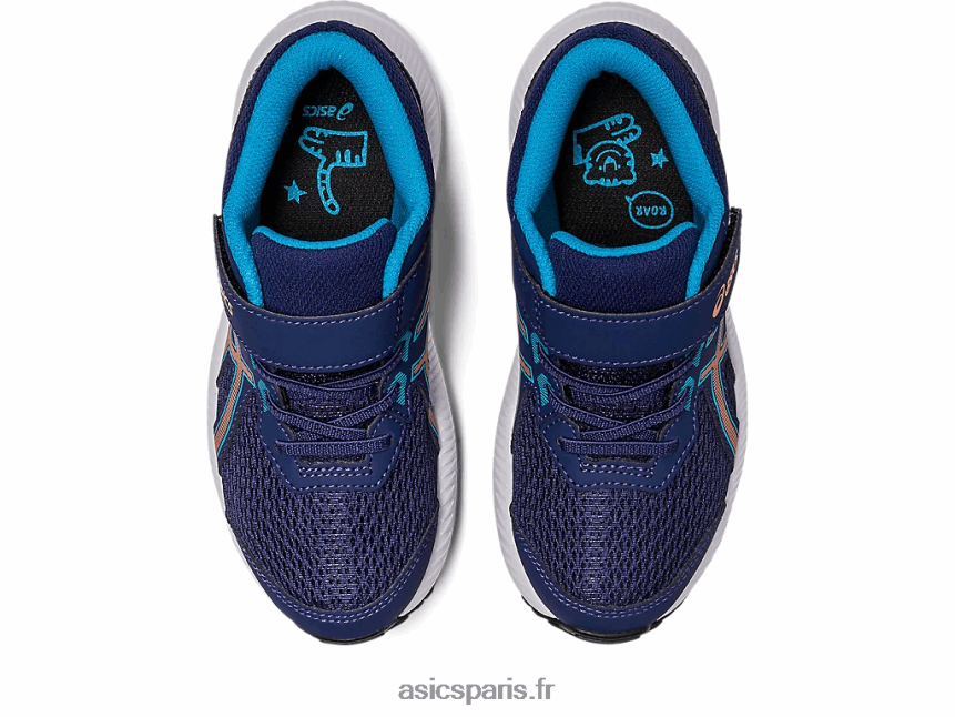 enfants Asics contester 8 préscolaire BXL8B24252 bleu indigo/pêche soleil