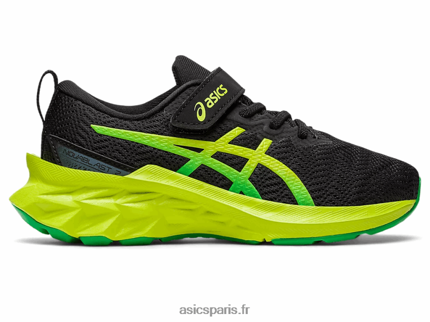 enfants Asics novablast 2 préscolaire BXL8B24224 noir/zeste de citron vert