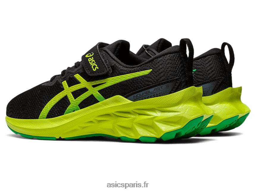 enfants Asics novablast 2 préscolaire BXL8B24224 noir/zeste de citron vert