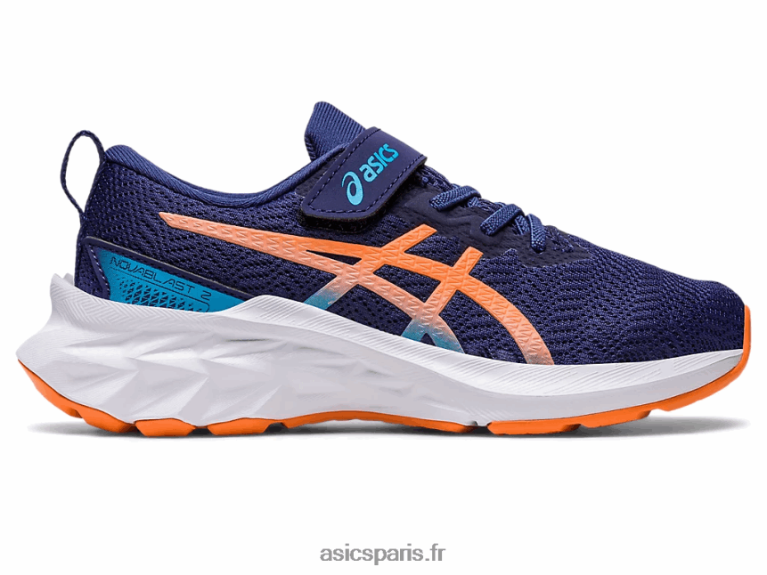 enfants Asics novablast 2 préscolaire BXL8B24283 bleu indigo/pêche soleil
