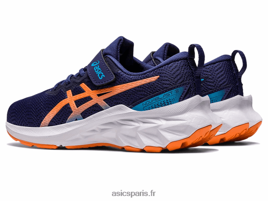 enfants Asics novablast 2 préscolaire BXL8B24283 bleu indigo/pêche soleil