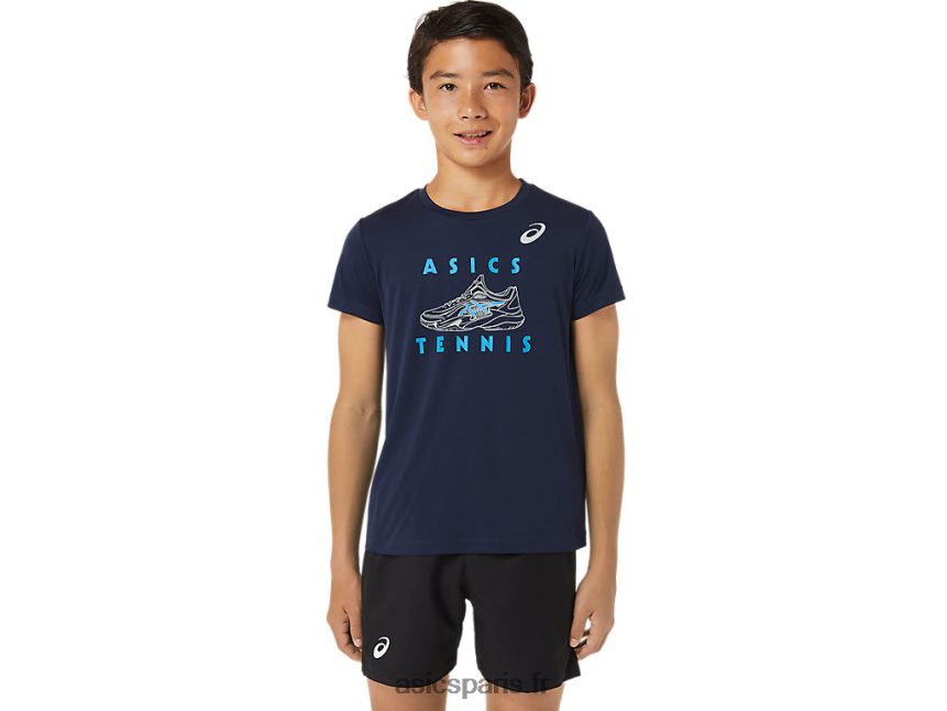 enfants Asics haut graphique tennis à manches courtes BXL8B24231 minuit
