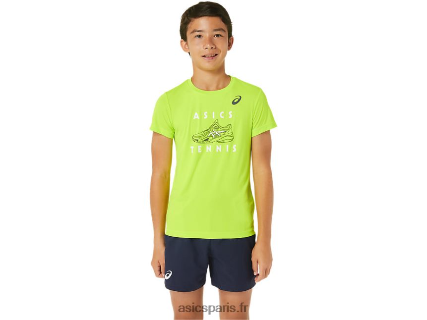 enfants Asics haut graphique tennis à manches courtes BXL8B24239 danger vert