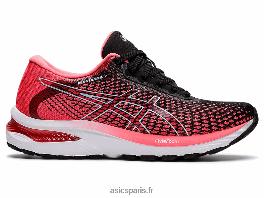 femmes Asics gel-stratus 2 tricot BXL8B22663 corail flamboyant/noir