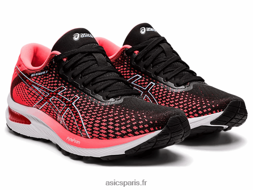 femmes Asics gel-stratus 2 tricot BXL8B22663 corail flamboyant/noir