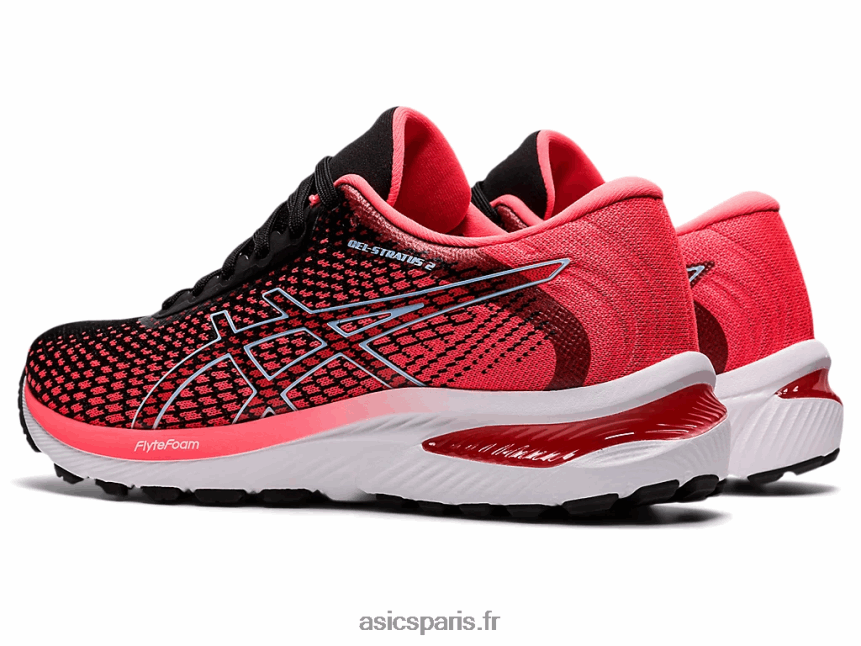 femmes Asics gel-stratus 2 tricot BXL8B22663 corail flamboyant/noir