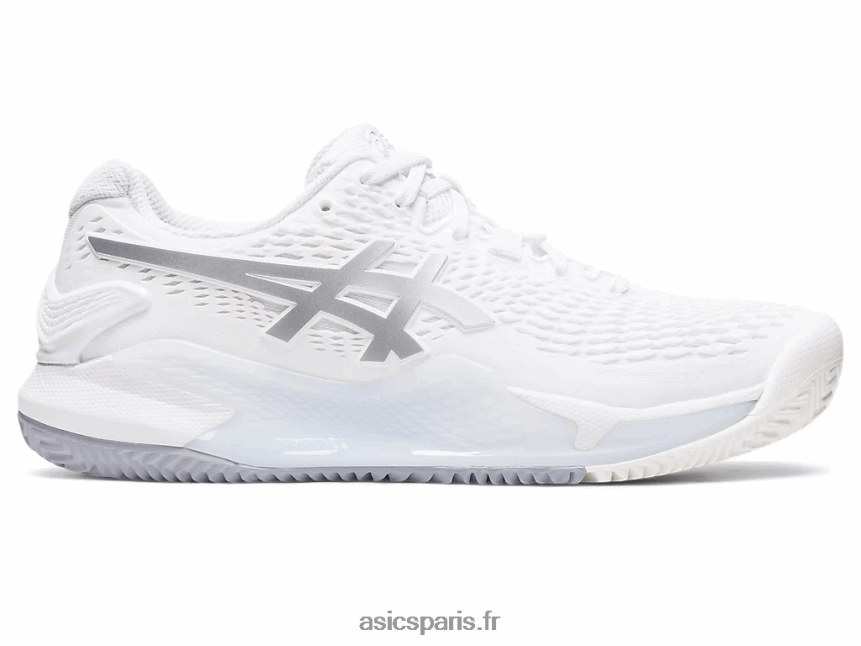 femmes Asics gel-résolution 9 argile BXL8B22459 blanc/argent pur