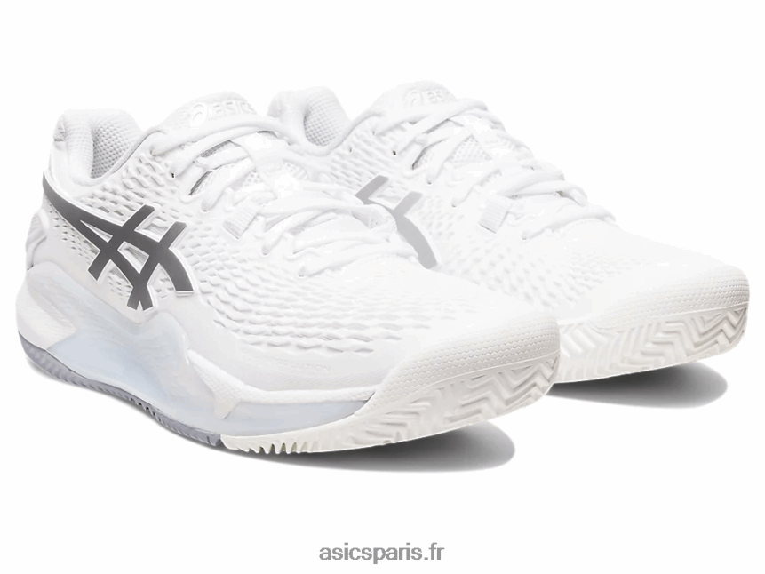 femmes Asics gel-résolution 9 argile BXL8B22459 blanc/argent pur