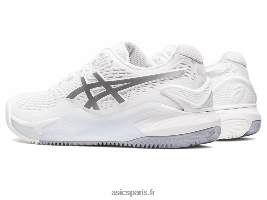 femmes Asics gel-résolution 9 argile BXL8B22459 blanc/argent pur