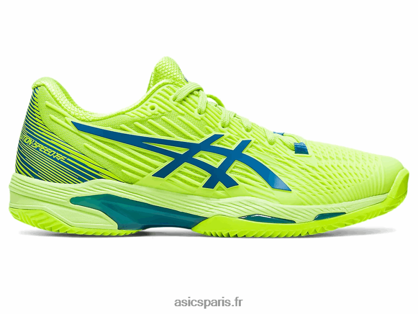 femmes Asics vitesse de solution ff 2 argile BXL8B22179 danger vert/reborn bleu