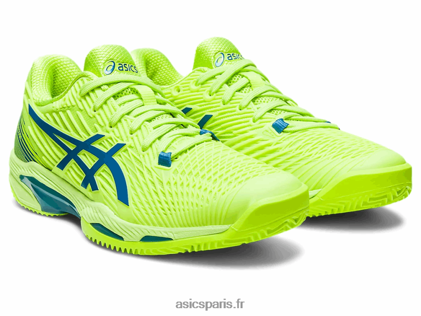 femmes Asics vitesse de solution ff 2 argile BXL8B22179 danger vert/reborn bleu