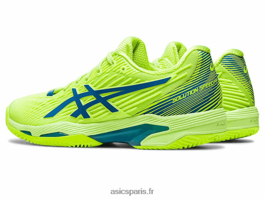 femmes Asics vitesse de solution ff 2 argile BXL8B22179 danger vert/reborn bleu