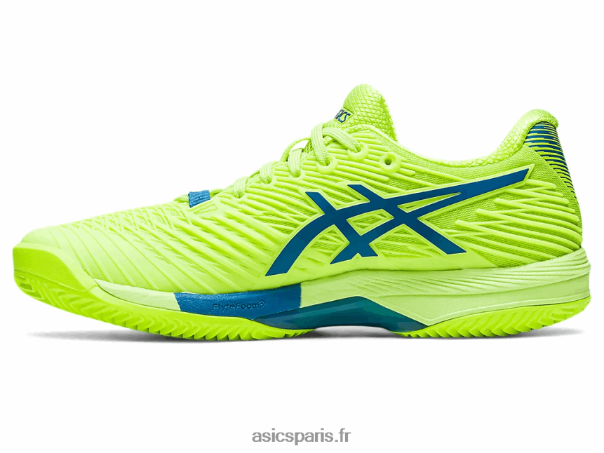 femmes Asics vitesse de solution ff 2 argile BXL8B22179 danger vert/reborn bleu
