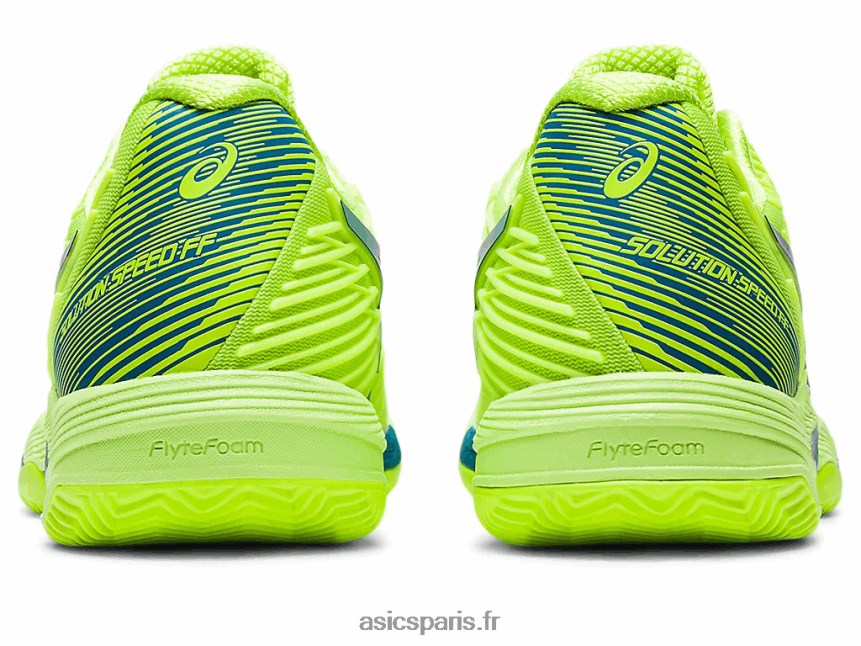 femmes Asics vitesse de solution ff 2 argile BXL8B22179 danger vert/reborn bleu