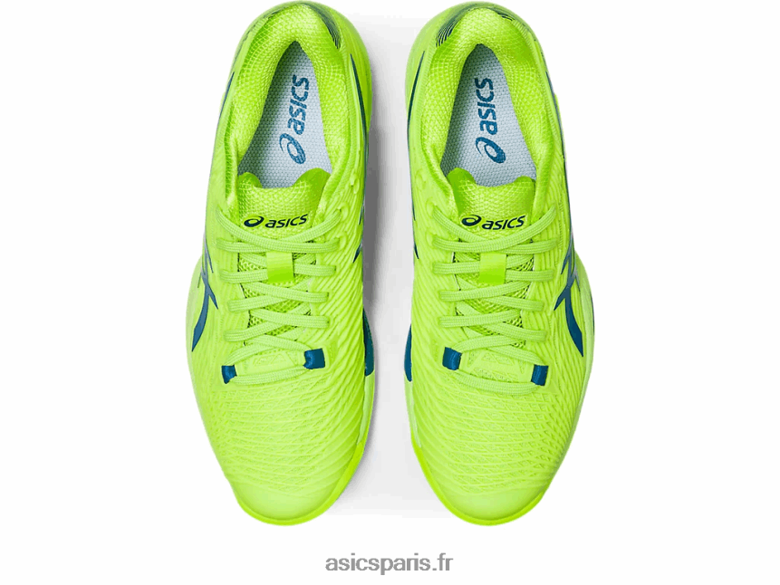 femmes Asics vitesse de solution ff 2 argile BXL8B22179 danger vert/reborn bleu