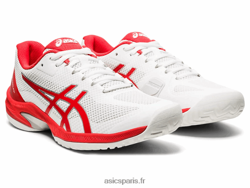femmes Asics vitesse du tribunal ff BXL8B24102 blanc/rouge feu