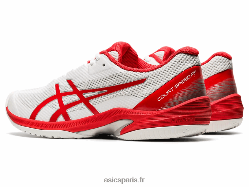 femmes Asics vitesse du tribunal ff BXL8B24102 blanc/rouge feu