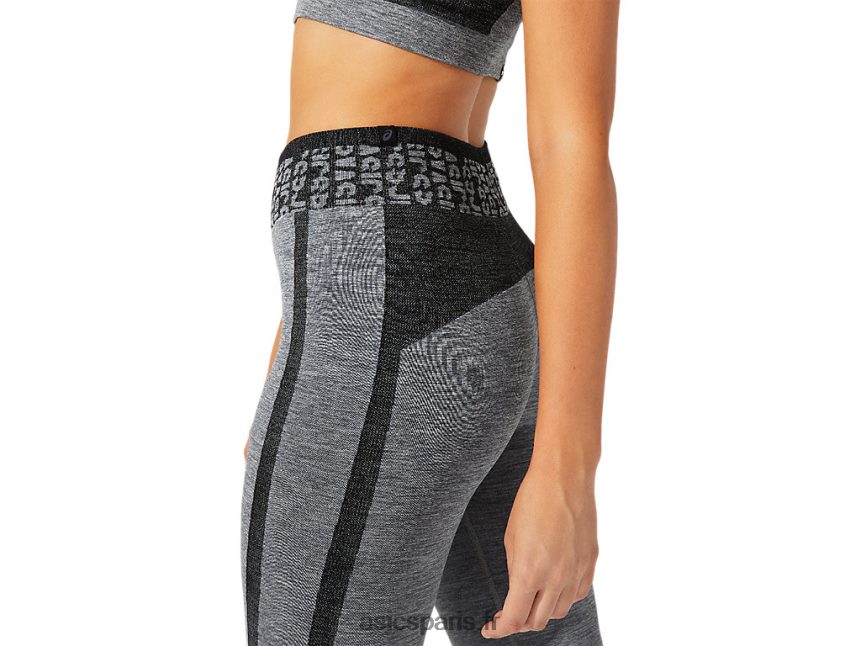 femmes Asics cropped logo collant sans coutures BXL8B23935 performance noir/gris graphite