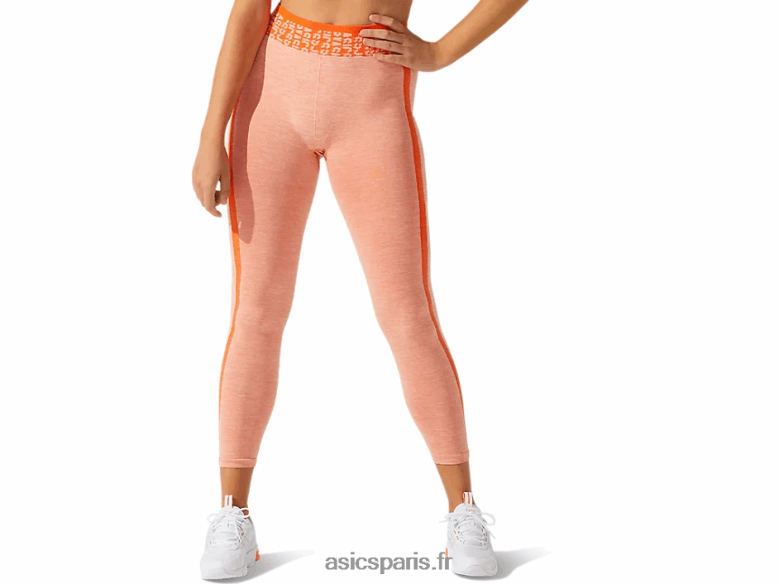 femmes Asics cropped logo collant sans coutures BXL8B23940 souci orange/pêche soleil