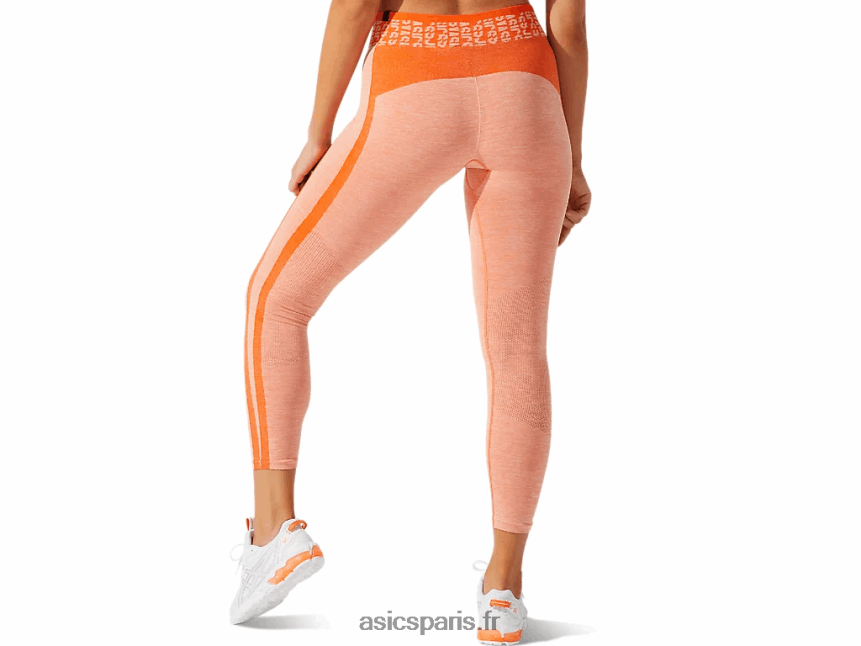 femmes Asics cropped logo collant sans coutures BXL8B23940 souci orange/pêche soleil