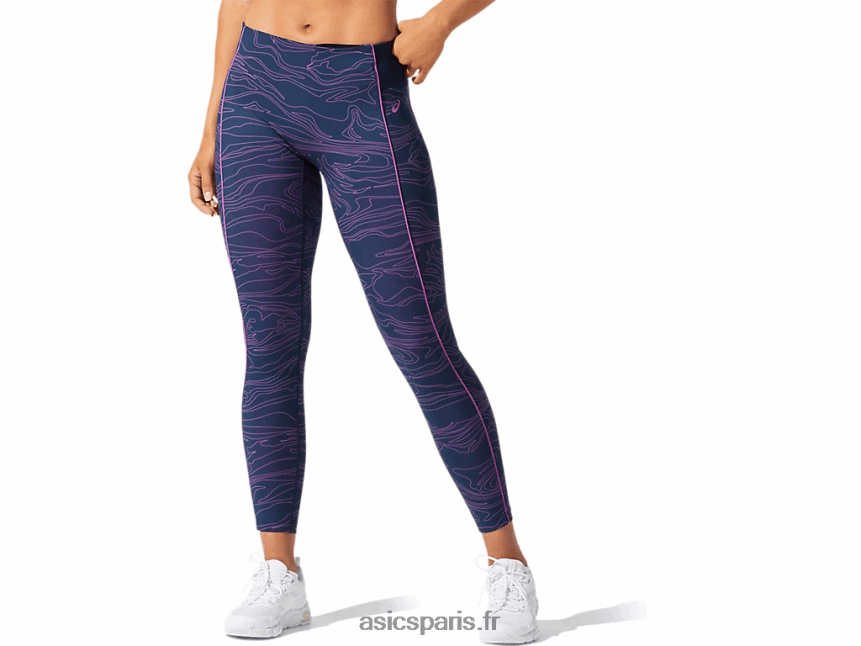 femmes Asics passepoil graphique serré BXL8B24033 bleu français/raisin numérique