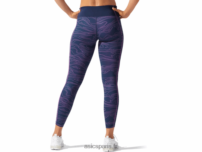 femmes Asics passepoil graphique serré BXL8B24033 bleu français/raisin numérique