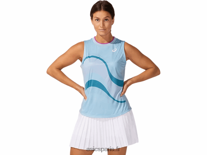 femmes Asics débardeur graphique assorti BXL8B24045 fumée bleue