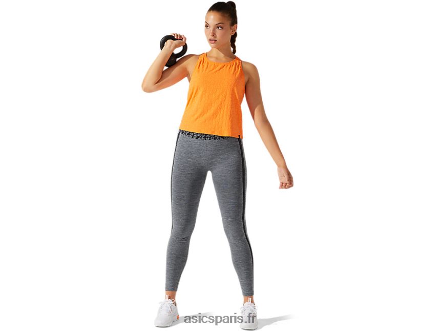 femmes Asics débardeur raccourci en jacquard à logo BXL8B23942 pêche au soleil