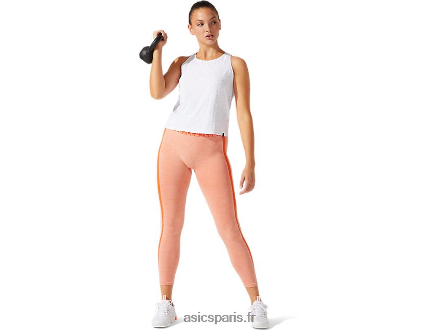 femmes Asics débardeur raccourci en jacquard à logo BXL8B23966 blanc brillant