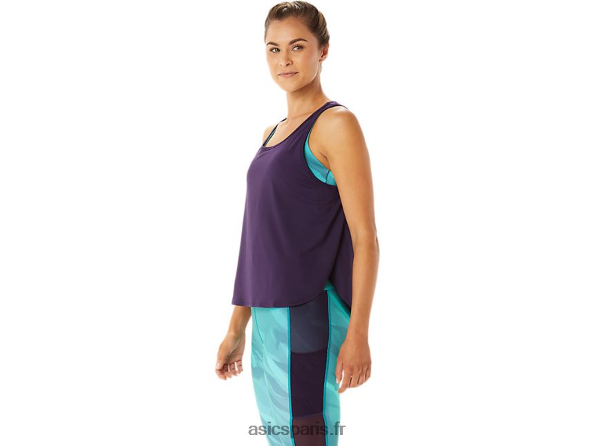 femmes Asics haut sans manches à fentes latérales BXL8B22934 ombre de nuit