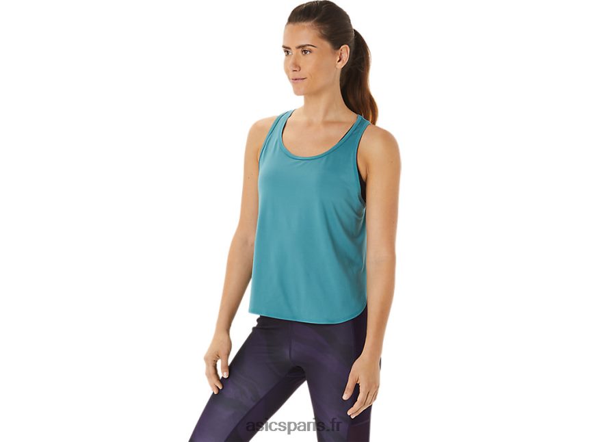 femmes Asics haut sans manches à fentes latérales BXL8B22938 pin brumeux