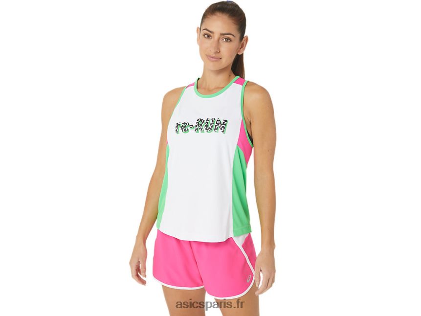 femmes Asics nouveau maillot de course solide réutilisé BXL8B22353 blanc/piste/rose glo