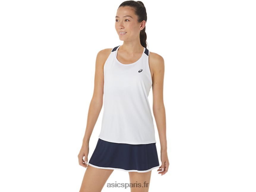 femmes Asics réservoir de cour BXL8B22566 blanc brillant/minuit