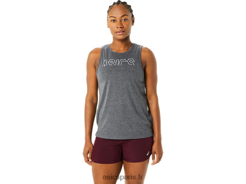 femmes Asics réservoir musculaire BXL8B23693 gris foncé chiné/brume
