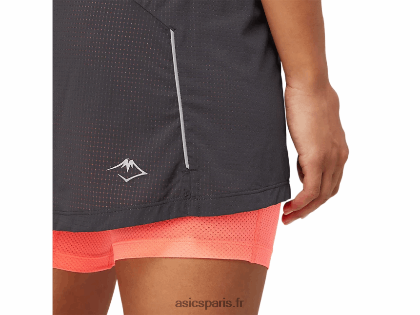 femmes Asics jupe-short fujitrail BXL8B23845 gris graphite/corail flamboyant
