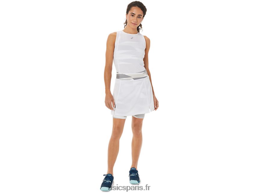 femmes Asics nouvelle jupe forte 92 BXL8B23276 blanc brillant