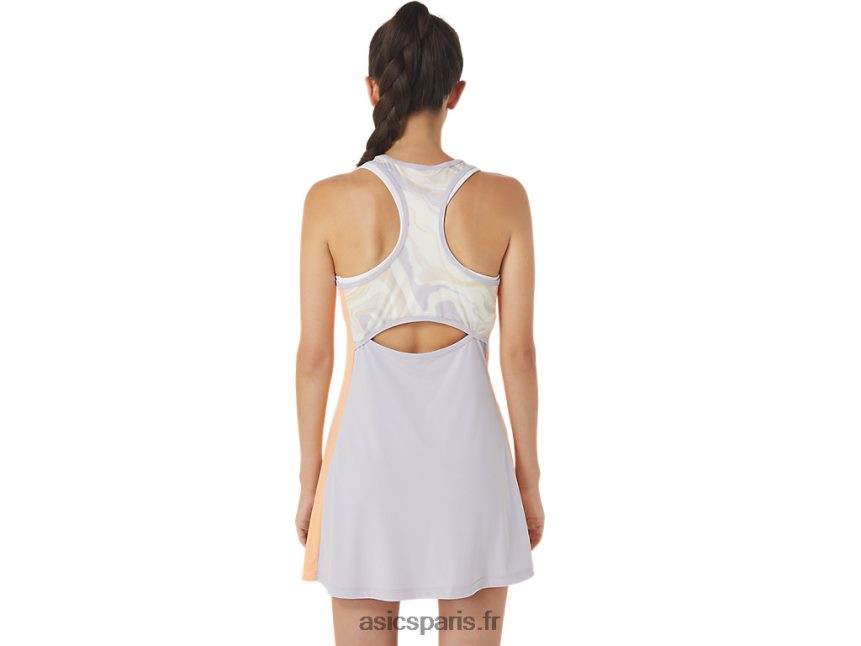femmes Asics robe graphique court BXL8B22451 blanc brillant/violet crépusculaire
