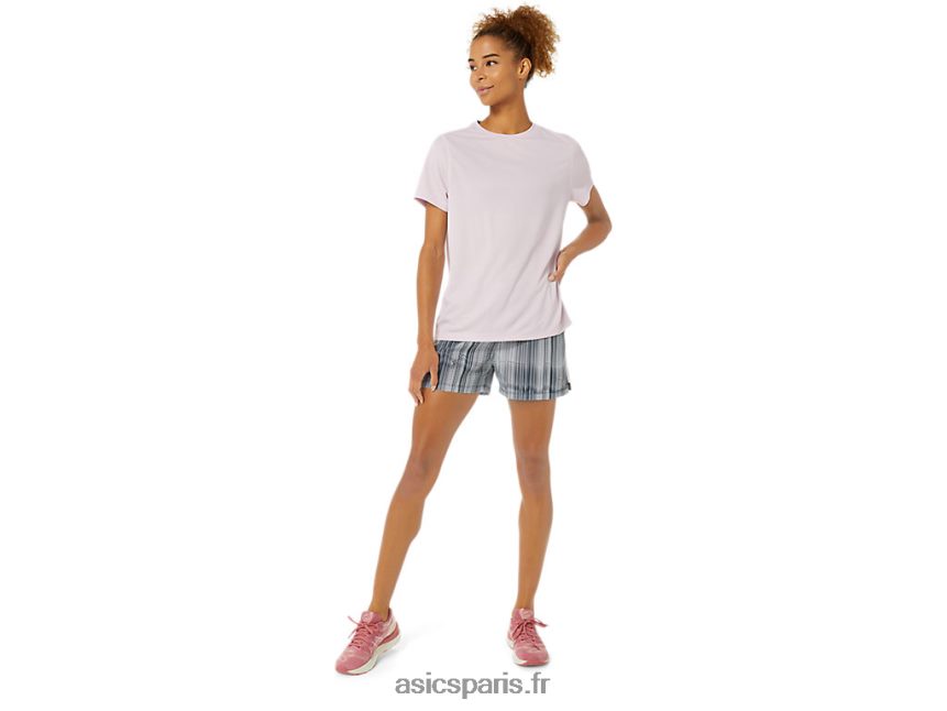 femmes Asics Short graphique 3 pouces prêt à l\'emploi BXL8B23474 imprimé bleu français/rose pâle