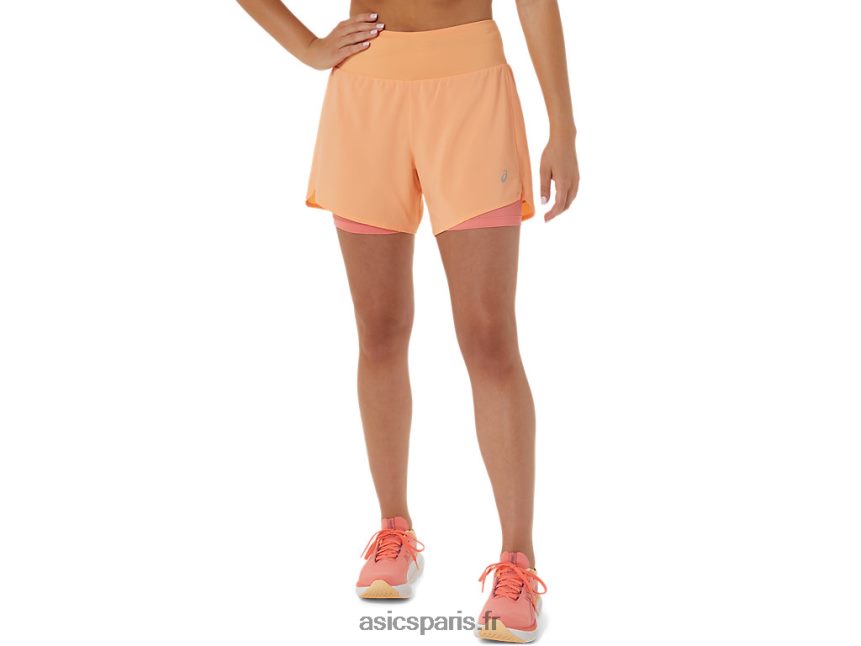 femmes Asics route 2-n-1 5.5po court BXL8B22564 dune d'été/papaye