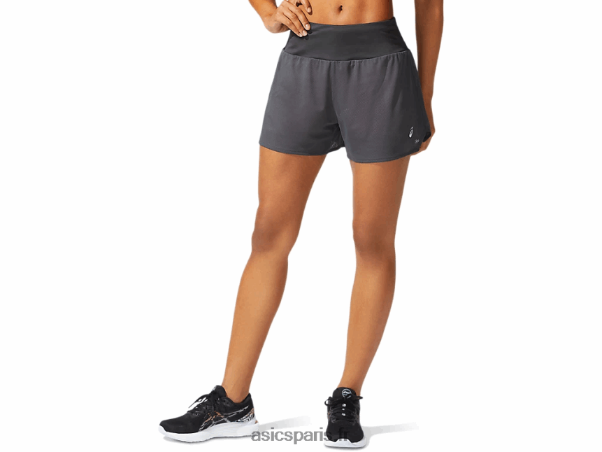 femmes Asics ventiler 2-n-1 3.5in court BXL8B23975 gris graphite/pétale de pêche