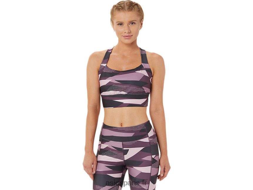 femmes Asics nouveau soutien-gorge imprimé strong 92 BXL8B23337 imprimé à peine rose