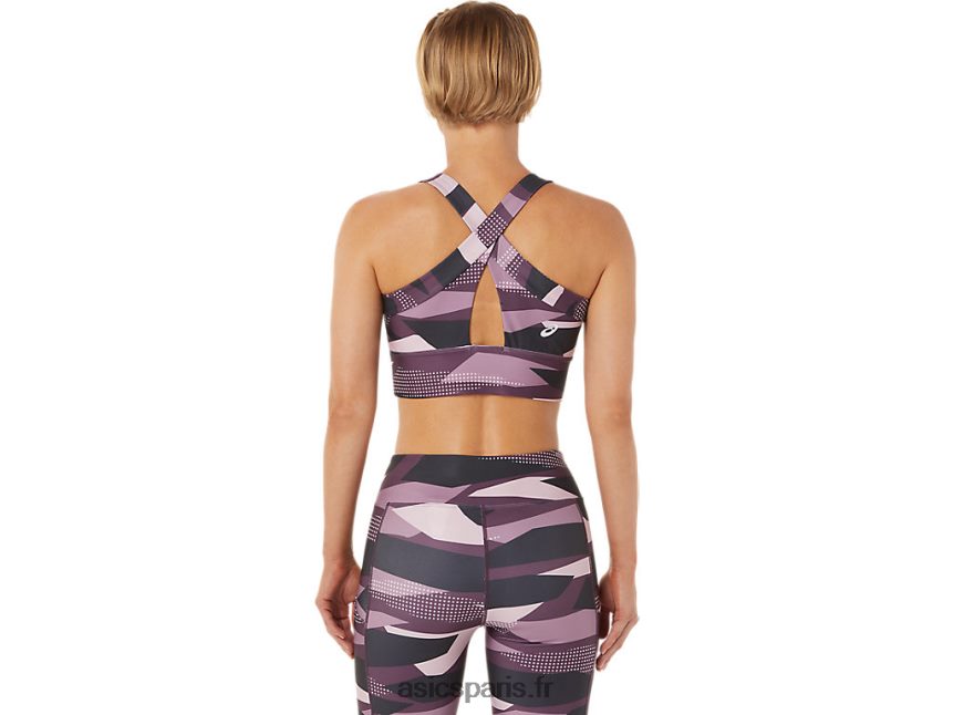 femmes Asics nouveau soutien-gorge imprimé strong 92 BXL8B23337 imprimé à peine rose